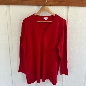 J. Jill Vibrant Red Knit Cotton Blend  Tunic Shirt